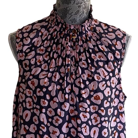 Marie Oliver Silk Animal Print Sleeveless Blouse Size M - Picture 4 of 6